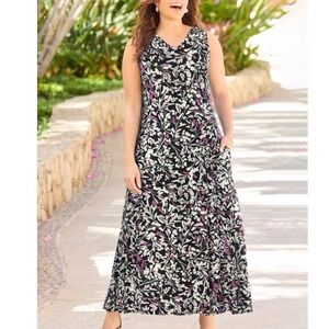 NWT‎ Catherines Floral Jersey Sleeveless Maxi Dress Size 4X Pockets